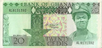 Ghana 20 Cedis, 1979-1982 obverse