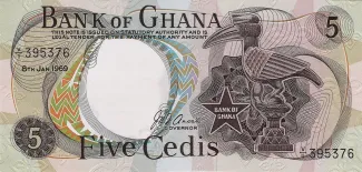 Ghana 5 Cedis, 1967-1969 obverse