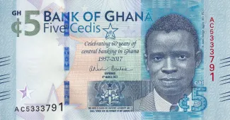 Ghana 5 Cedis, 2017 P-43 obverse