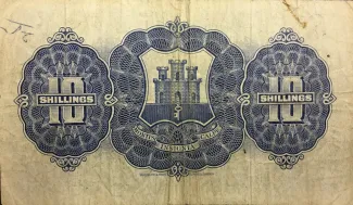Gibraltar 10 Shillings, 1927-1965 reverse