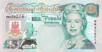 Gibraltar 5 Pounds, 2000 P-29 obverse