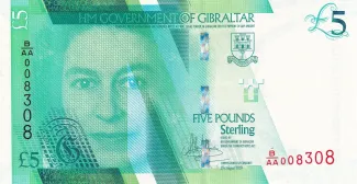Gibraltar 5 Pounds - Elizabeth II, 2020 obverse