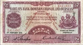 Grenada 5 Dollars, 1941 image