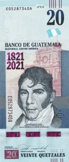 Guatemala 20 Quetzales, 2020 obverse