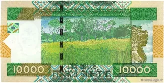 Guinea 10,000 Francs, 2010 P-45 reverse