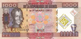 Guinea 1,000 Francs, 2010 P-43 obverse