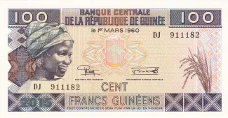 Guinea 100 Francs, 2015 obverse