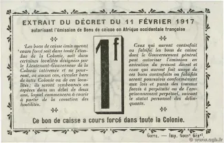 Guinea 1 Franc, 1917 reverse