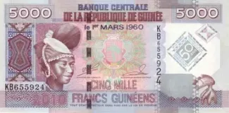 Guinea 5,000 Francs, 2010 P-44 obverse