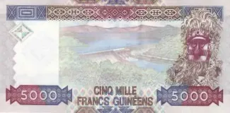 Guinea 5,000 Francs, 2010 P-44 reverse
