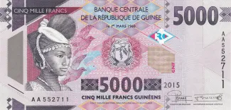 Guinea 5.000 Francs, 2015-2022 obverse
