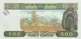 Guinea 500 Francs, 1998 reverse