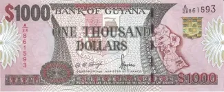 Guyana 1.000 Dollars, 2000-2005 obverse