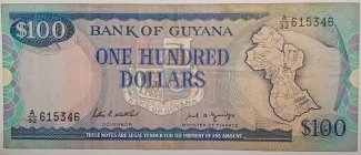 Guyana 100 Dollars, 1989 obverse