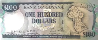Guyana 100 Dollars, 1999 obverse