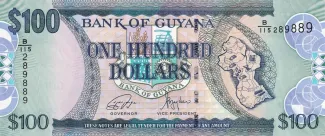 Guyana 100 Dollars, 2005-2022 obverse
