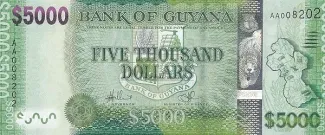 Guyana 5.000 Dollars, 2013-2022 obverse