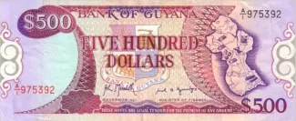 Guyana 500 Dollars, 1992 obverse