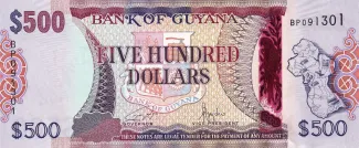 Guyana 500 Dollars, 2024 obverse