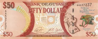 Guyana 50 Dollars, 2016 P-41 obverse
