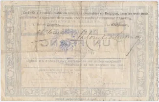 Hainaut (Lodelinsart) 1 Franc, 1914 reverse
