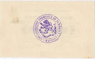 Hainaut (Rumillies) 10 Francs, 1914-1915 reverse