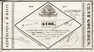 Haiti 100 Gourdes, 1827 obverse