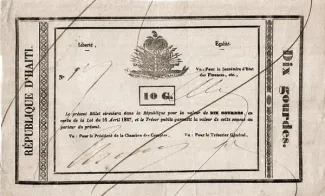 Haiti 10 Gourdes, 1827 obverse