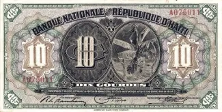 Haiti 10 Gourdes, 1920-1924 obverse