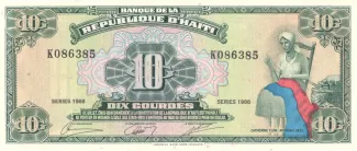 Haiti 10 Gourdes, 1986-1988 obverse