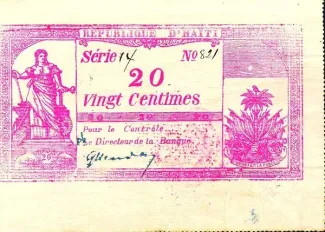 Haiti 20 Centimes, 1889 obverse