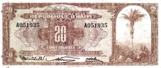 Haiti 20 Gourdes, 1925-1932 obverse