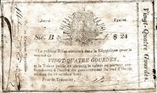 Haiti 24 Gourdes, 1868 obverse