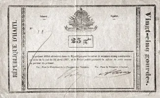 Haiti 25 Gourdes, 1827 obverse