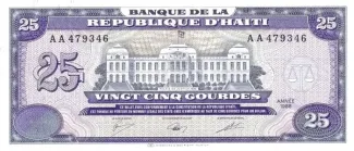 Haiti 25 Gourdes, 1988 obverse