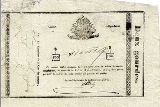 Haiti 2 Gourdes, 1851 obverse