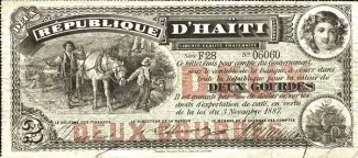 Haiti 2 Gourdes, 1887 obverse