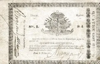 Haiti 4 Gourdes, 1868 obverse