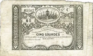 Haiti 5 Gourdes, 1827 obverse