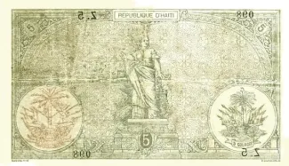 Haiti 5 Gourdes, 1880-1889 reverse