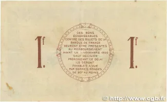 Haute-Marne, Department of 1 Francs, 1915-1920 reverse