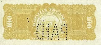 Hawaii 100 Dollars, 1895 reverse