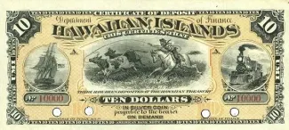 Hawaii 10 Dollars, 1879-1880