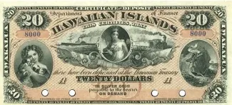 Hawaii 20 Dollars, 1879-1880