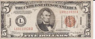 Hawaii 5 Dollars, 1934 obverse