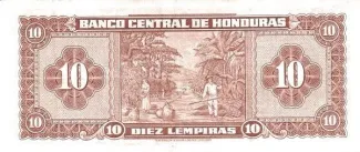 Honduras 10 Lempiras, 1951-1954 reverse