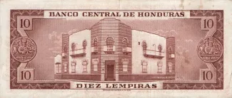 Honduras 10 Lempiras, 1954-1969 reverse