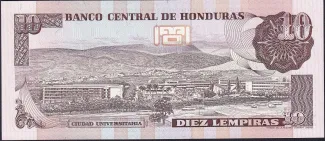 Honduras 10 Lempiras, 1989 reverse