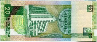 Honduras 20 Lempiras, 1993-1997 reverse