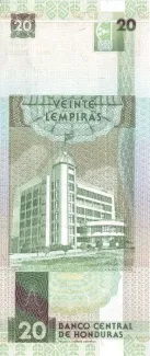 Honduras 20 Lempiras, 1998 reverse